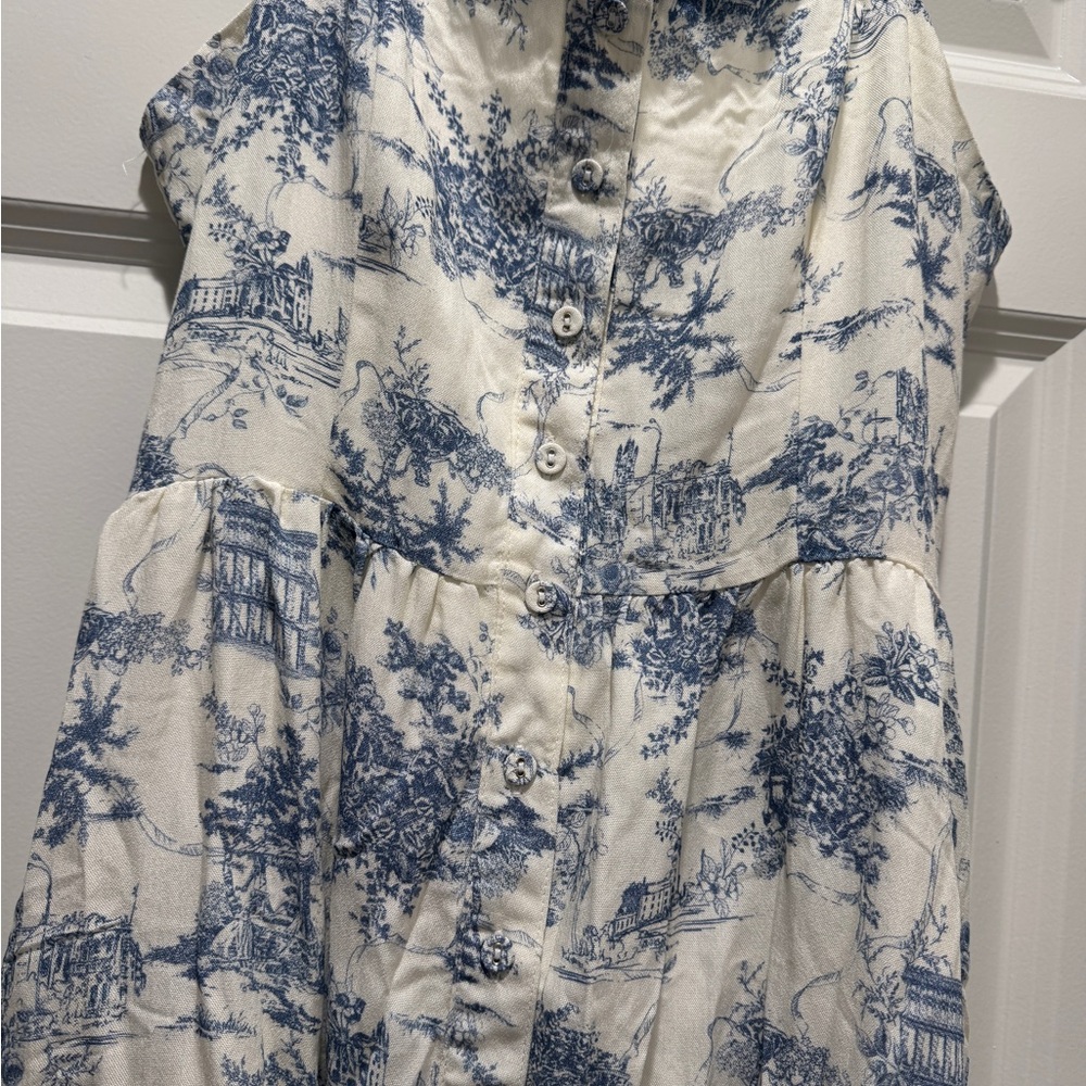 Worth Collective Storia Denny Blue White Toile Dress - Picture 5 of 6